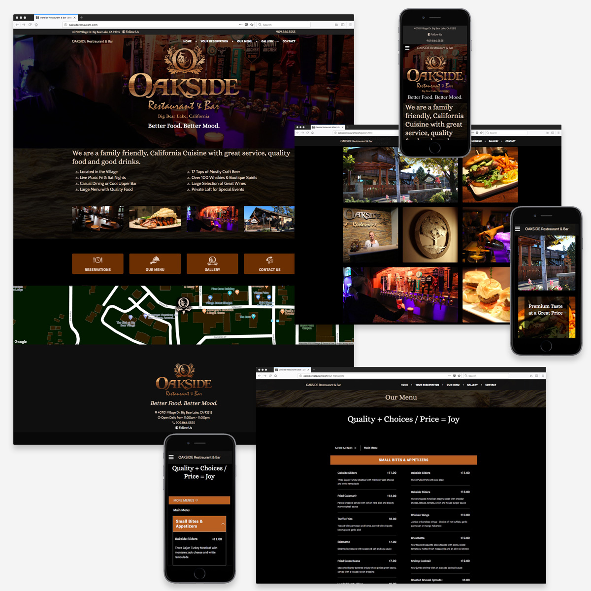 custom website for Oakside Restaurant