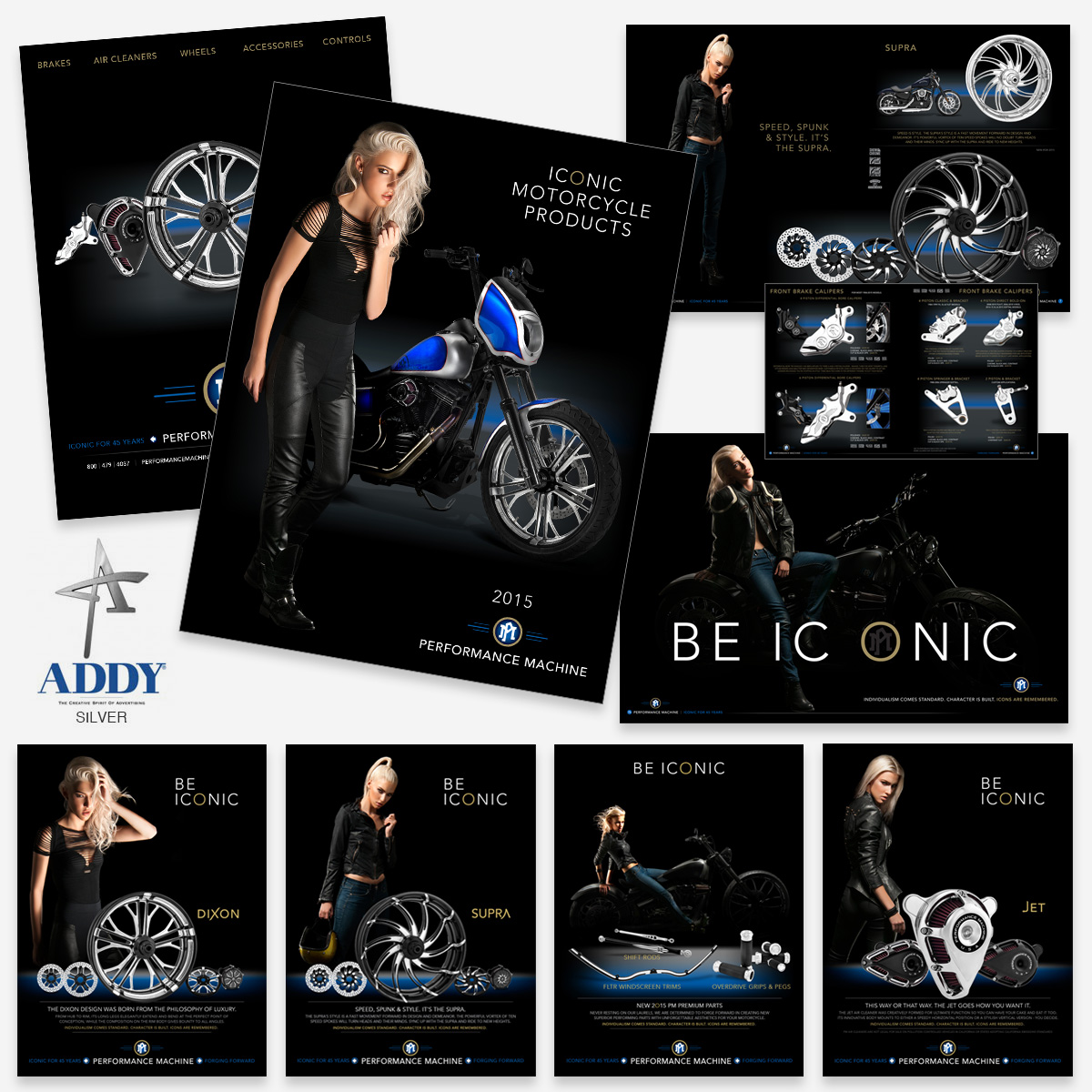 Motorcycle Print Ads and Catalog with Sexy Blonde Girl